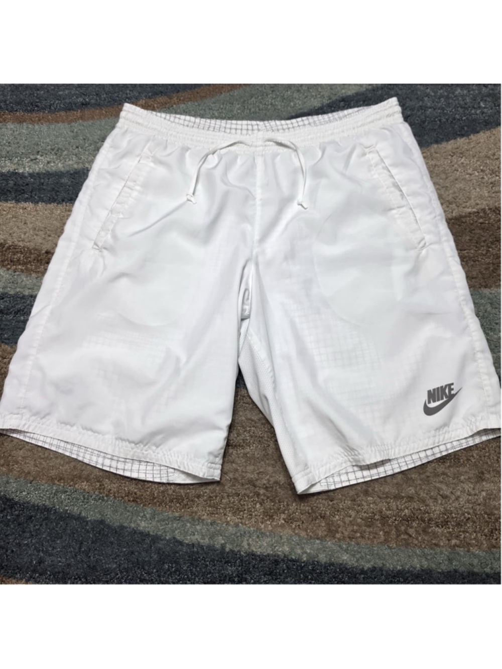 Nike Reversible Shorts Mens M Fit Dry White Tennis Grid Athletic Training Vintag - Picture 4 of 9